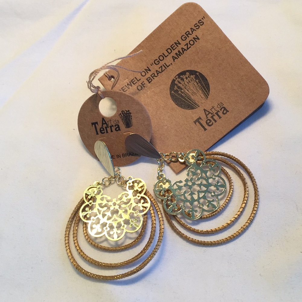 ‼️Sold Out‼️Art da Terra "Golden Grass" Dangle Earrings - Picture 2 of 7